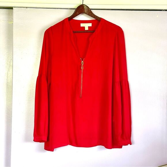 MICHAEL Michael Kors Red Long Sleeve Relaxed Blouse - Picture 1 of 4